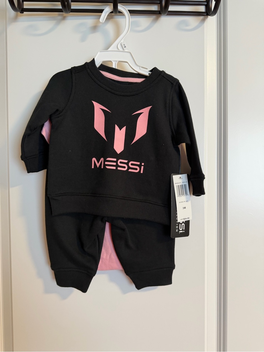 MESSI Black & Pink Baby Sweatshirt Set